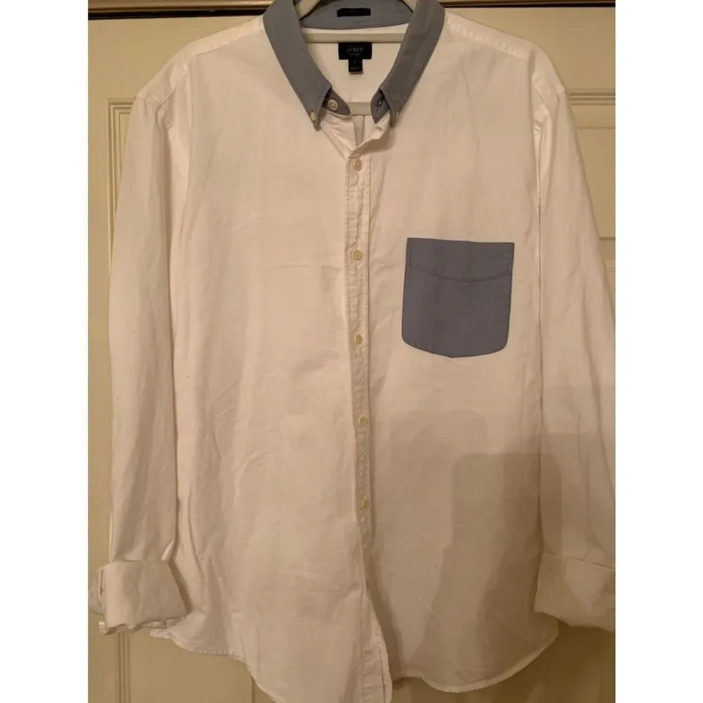 J CREW XL Slim Fit Two-Tone Blue Long Sleeve Button Down Oxford Shirt